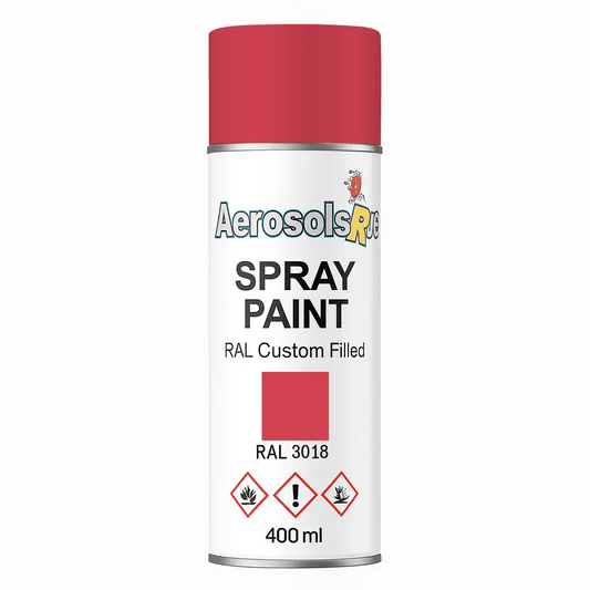 RAL 3018 - 400ml Aerosol Spray Paint Any Finish - Tameside Paints & Supplies Ltd Reds and Purples