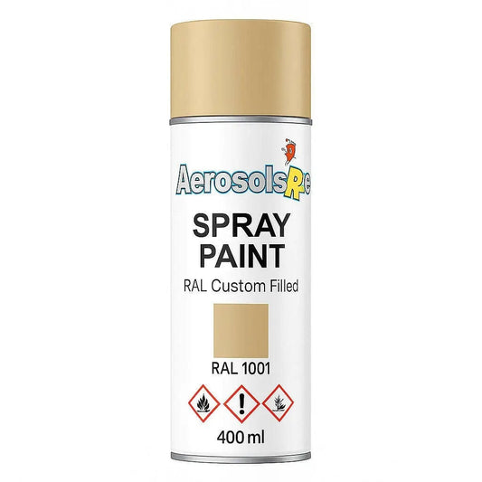 RAL 1001 - 400ml Aerosol Spray Paint Any Finish - Tameside Paints & Supplies Ltd Beige and Yellows