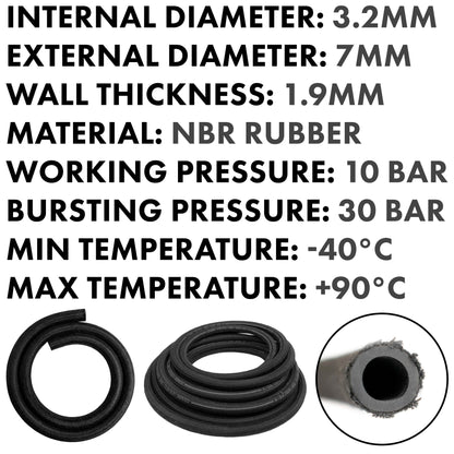 Rubber Reinforced with a Heat Resistant Textile Braid 3.2mm/7mm - Best4Trade-Retail Tech Hose & Fittings