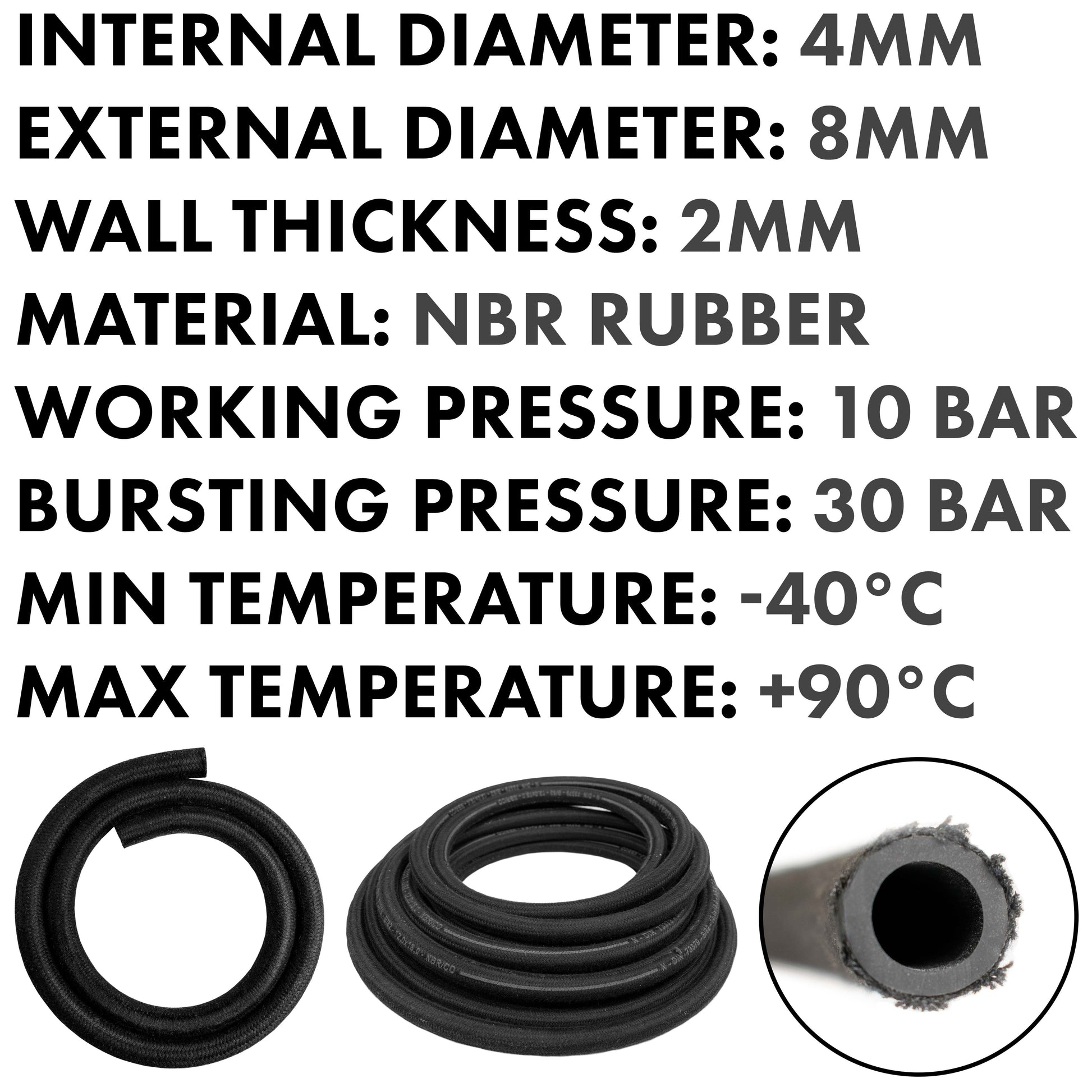 Rubber Reinforced with a Heat Resistant Textile Braid 4mm/8mm - Best4Trade-Retail Tech Hose & Fittings