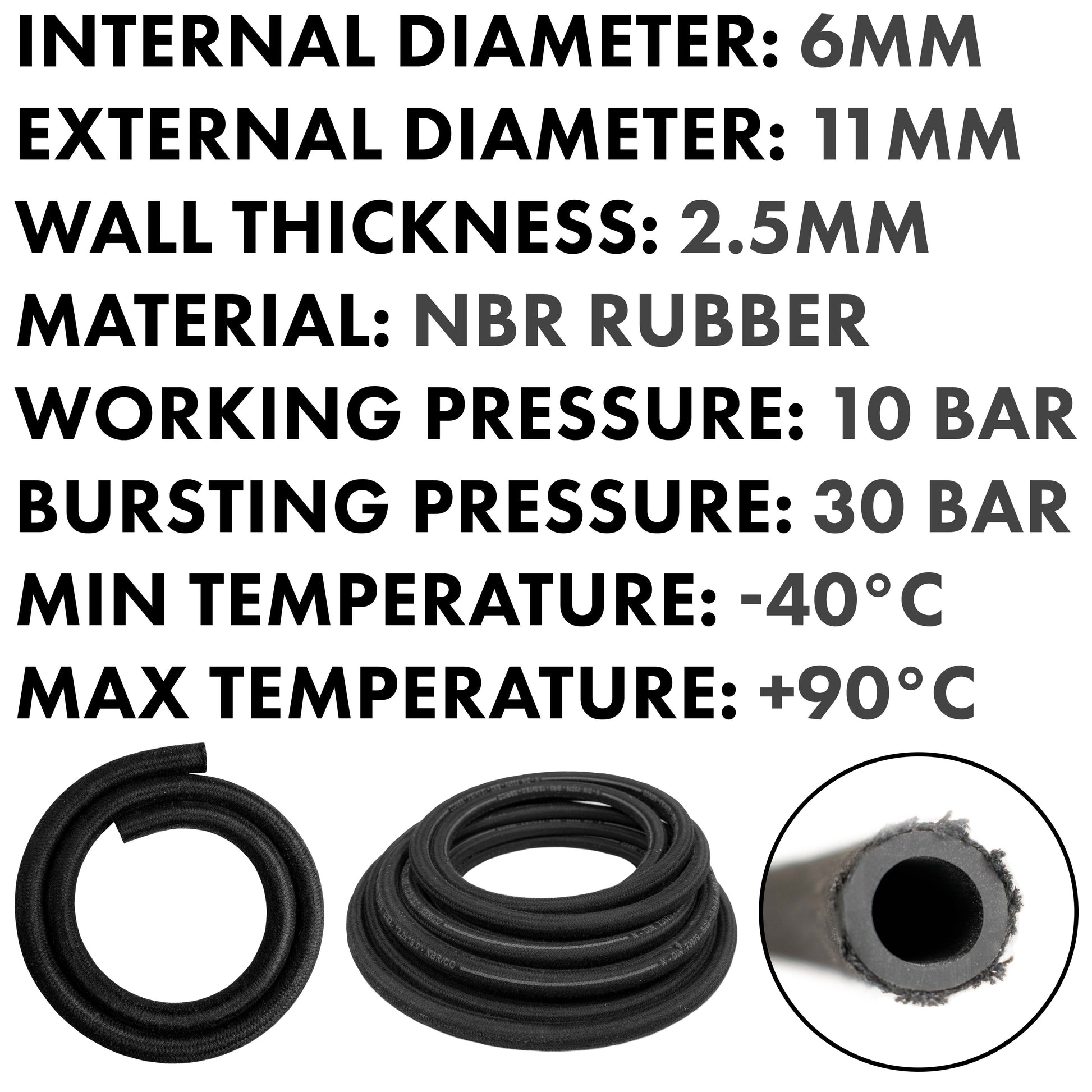 Rubber Reinforced with a Heat Resistant Textile Braid 6mm/11mm - Best4Trade-Retail Tech Hose & Fittings