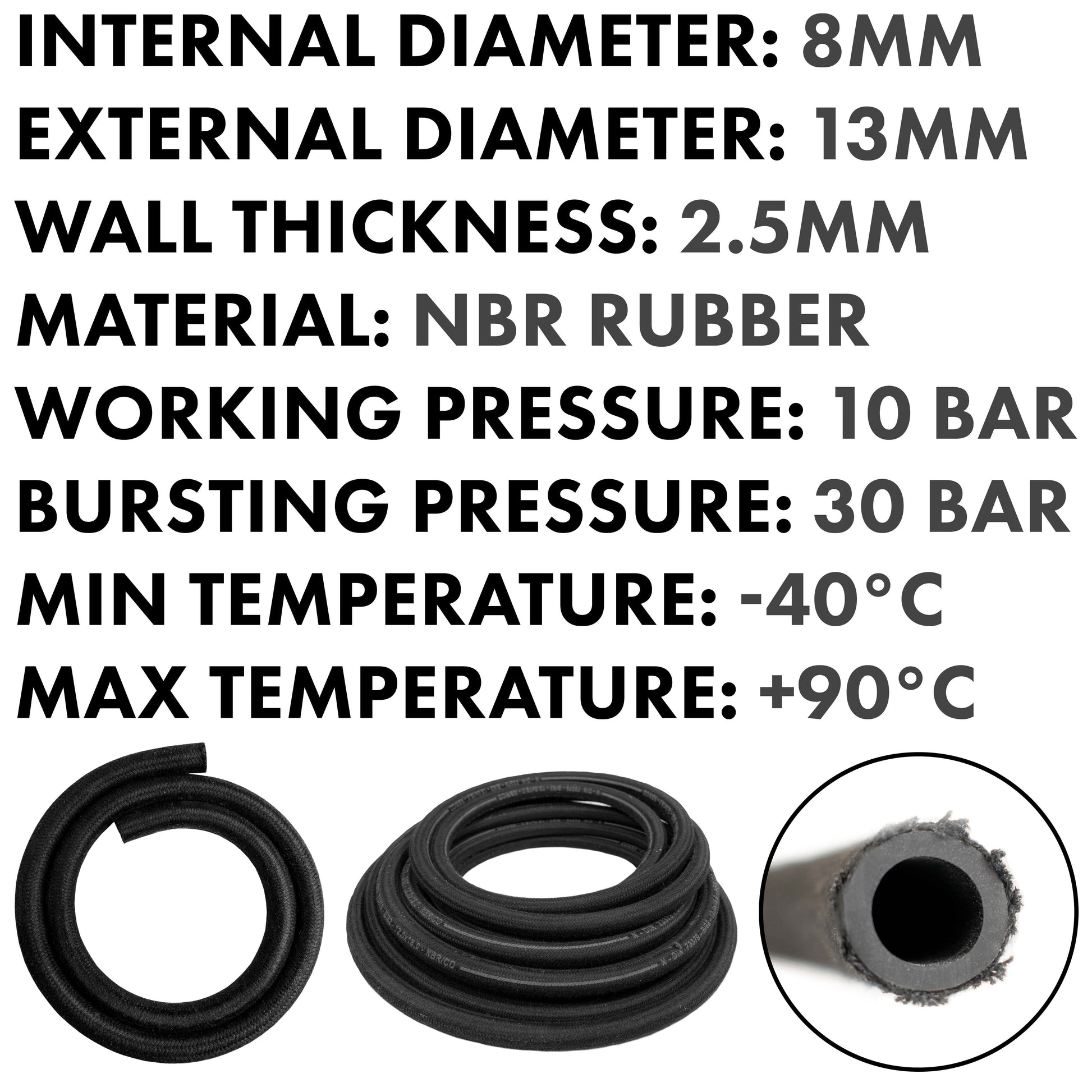 Rubber Reinforced with a Heat Resistant Textile Braid 8mm/13mm - Best4Trade-Retail Tech Hose & Fittings