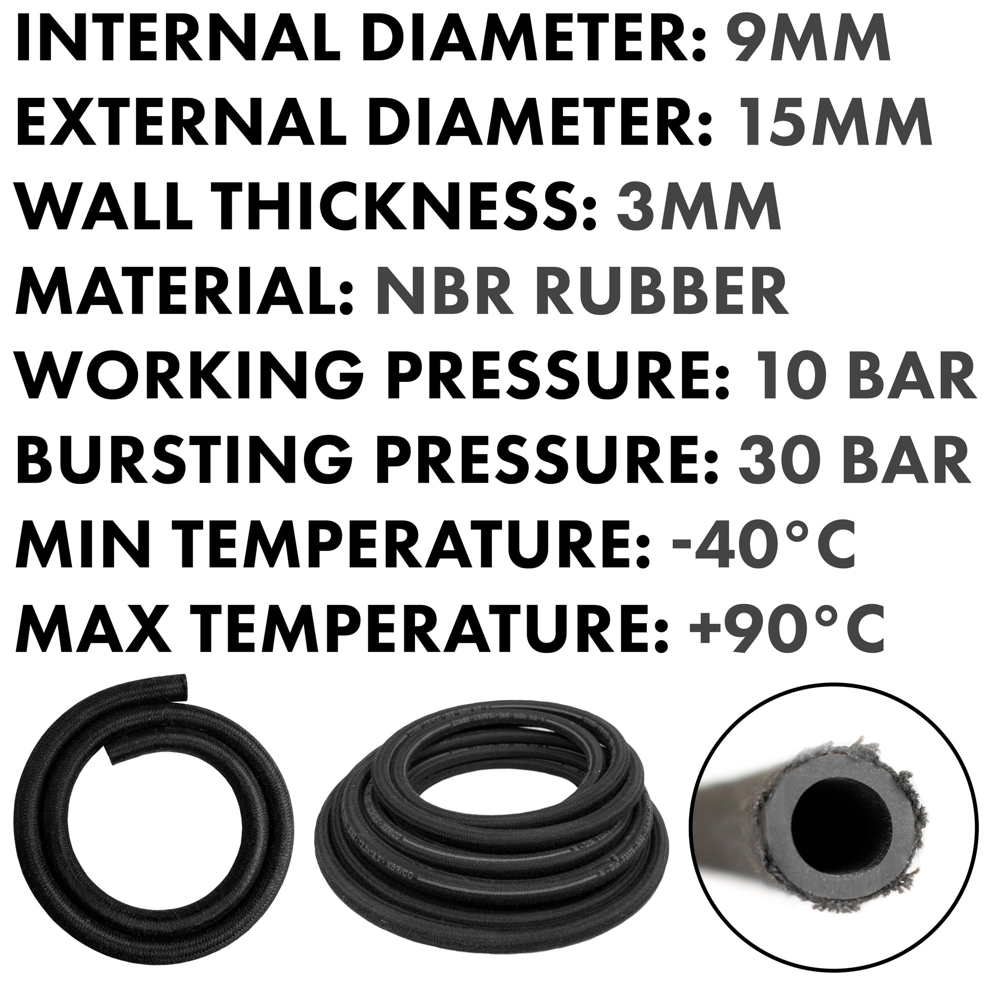 Rubber Reinforced with a Heat Resistant Textile Braid 9mm/15mm - Best4Trade-Retail Tech Hose & Fittings
