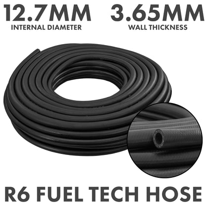 Rubber 12.7mm Braided Fuel, Oil Hose SAE J30 R6 - Best4Trade-Retail Tech Hose & Fittings