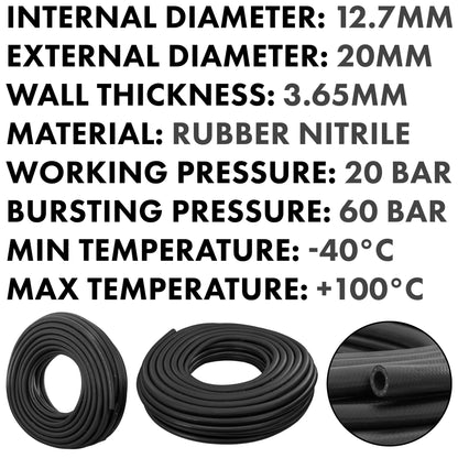 Rubber 12.7mm Braided Fuel, Oil Hose SAE J30 R6 - Best4Trade-Retail Tech Hose & Fittings
