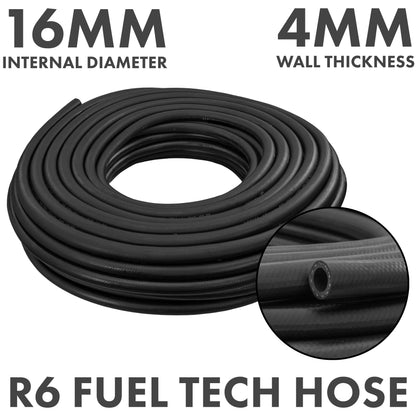 Rubber 16mm Braided Fuel, Oil Hose SAE J30 R6 - Best4Trade-Retail Tech Hose & Fittings