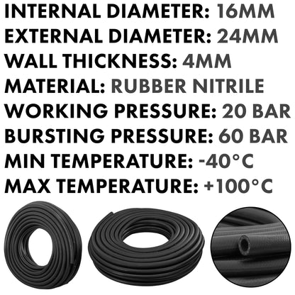 Rubber 16mm Braided Fuel, Oil Hose SAE J30 R6 - Best4Trade-Retail Tech Hose & Fittings
