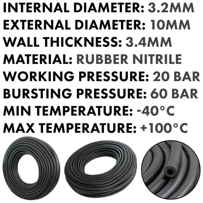 Rubber 3.2mm Braided Fuel, Oil Hose SAE J30 R6 - Best4Trade-Retail Tech Hose & Fittings