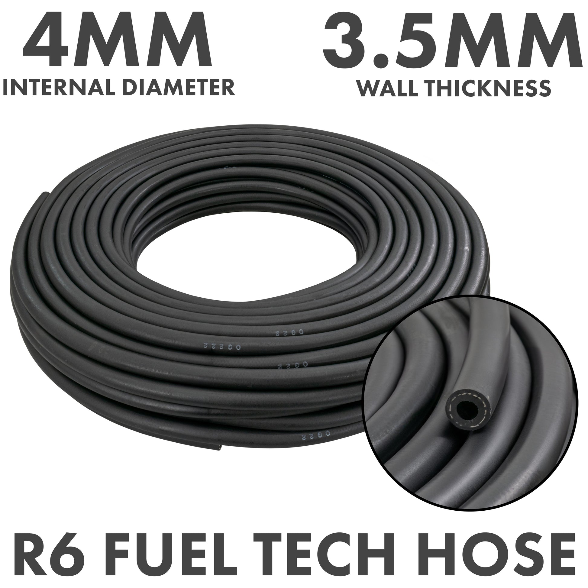 Rubber 4mm Braided Fuel, Oil Hose SAE J30 R6 - Best4Trade-Retail Tech Hose & Fittings