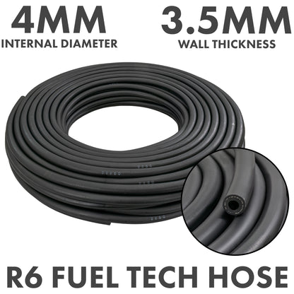 Rubber 4mm Braided Fuel, Oil Hose SAE J30 R6 - Best4Trade-Retail Tech Hose & Fittings
