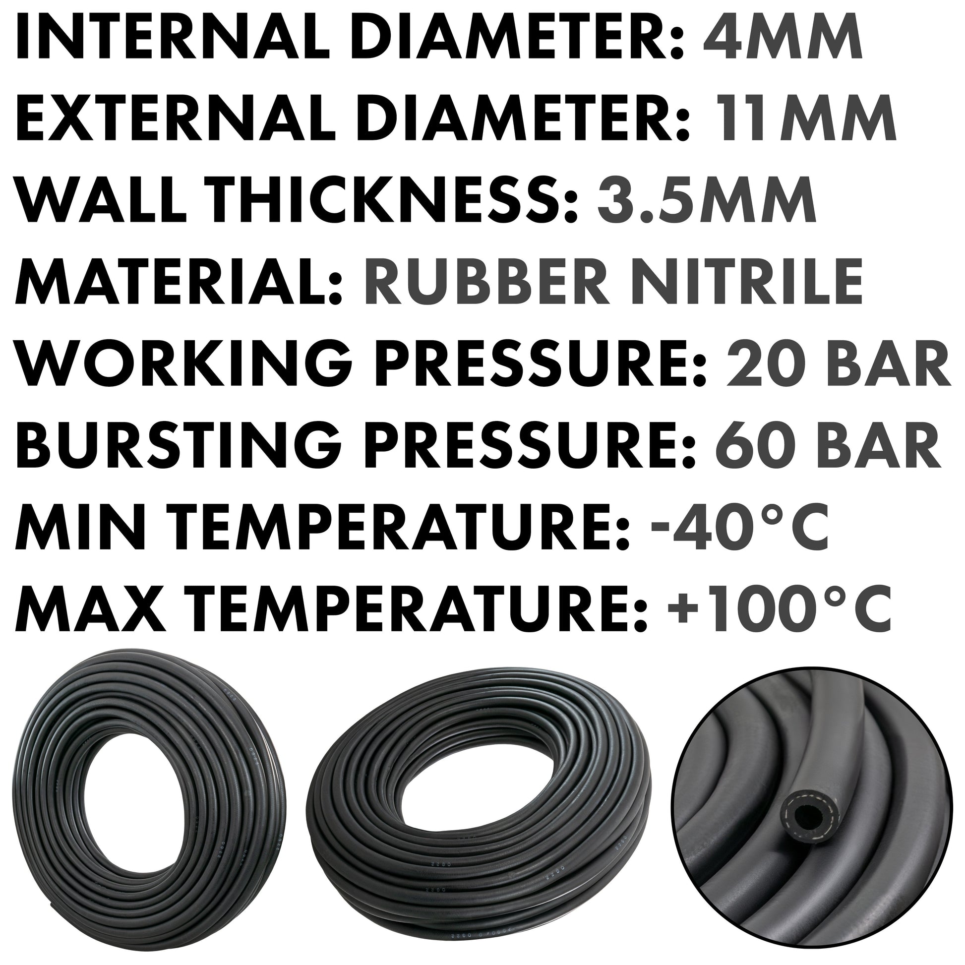 Rubber 4mm Braided Fuel, Oil Hose SAE J30 R6 - Best4Trade-Retail Tech Hose & Fittings