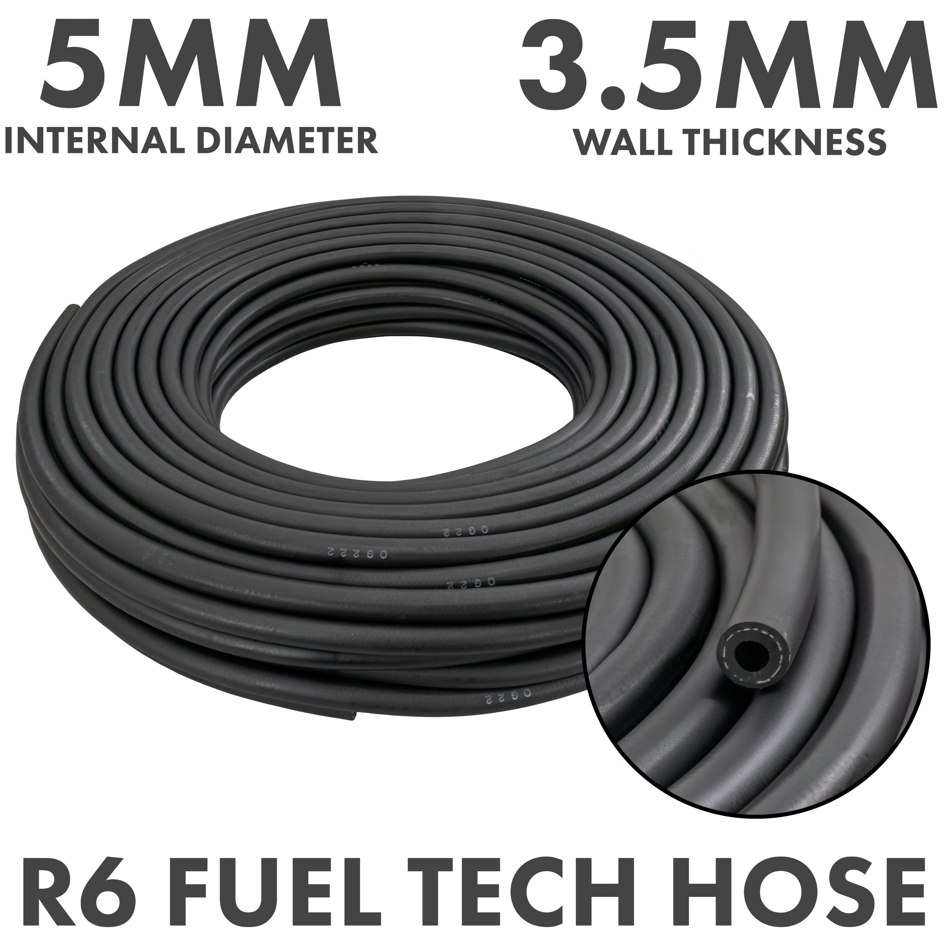 Rubber 5mm Braided Fuel, Oil Hose SAE J30 R6 - Best4Trade-Retail Tech Hose & Fittings