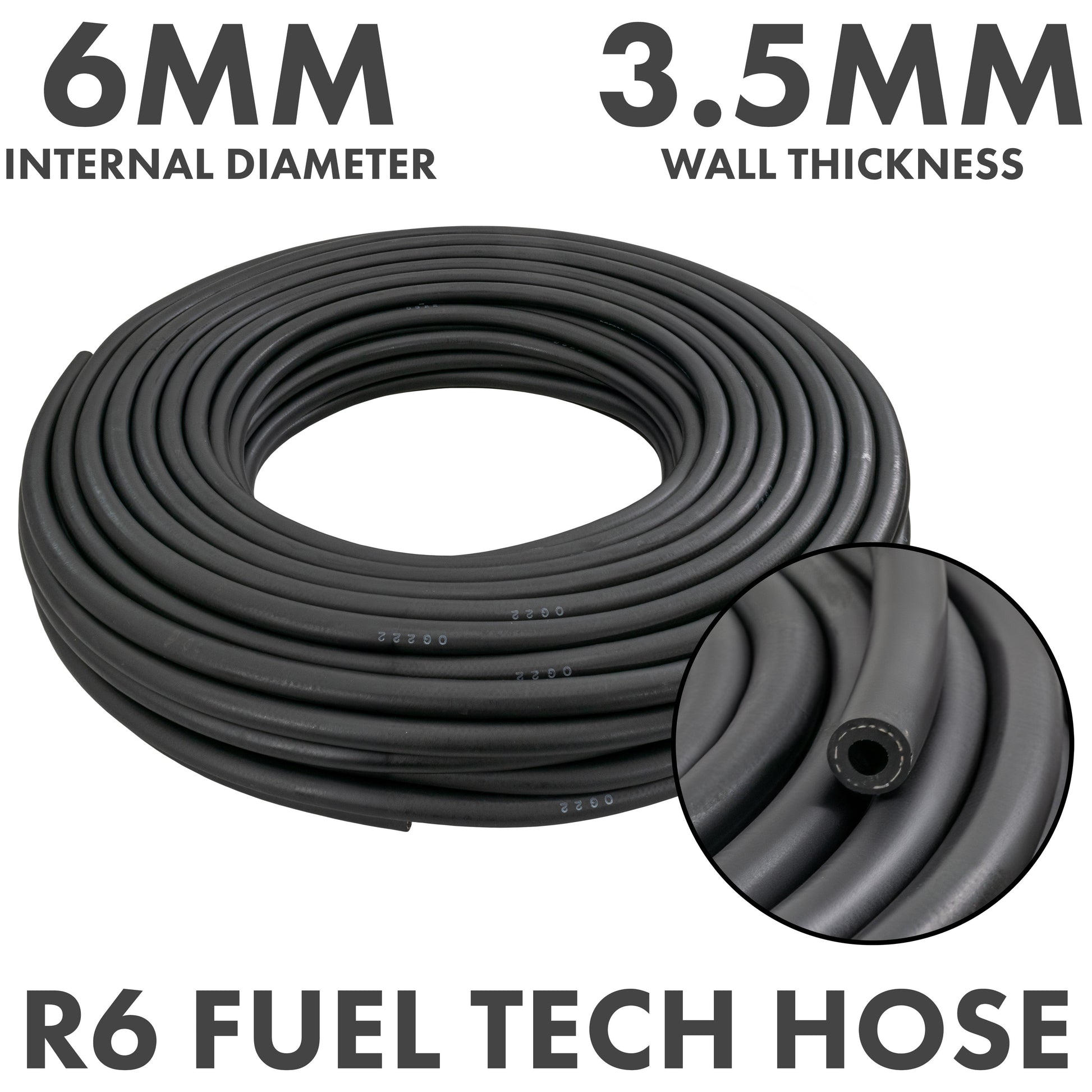 Rubber 6mm Braided Fuel, Oil Hose SAE J30 R6 - Best4Trade-Retail Tech Hose & Fittings