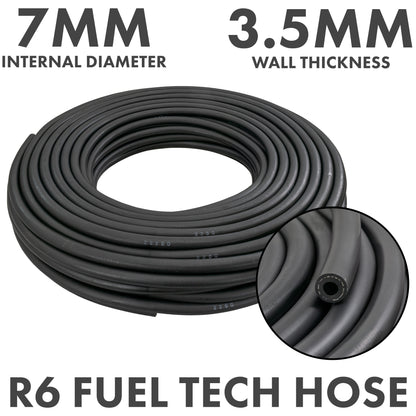 Rubber 7mm Braided Fuel, Oil Hose SAE J30 R6 - Best4Trade-Retail Tech Hose & Fittings
