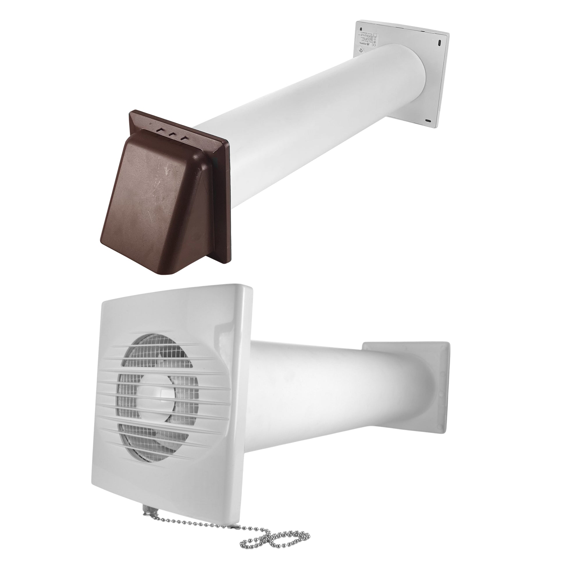 Through Wall Ventilation Kit RICO Pull-Cord Switch Fan with Brown External Vent - Best4Trade-Retail