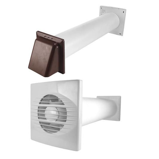 Through Wall Ventilation Kit RICO Standard Fan with Brown External Vent - Best4Trade-Retail OTHER