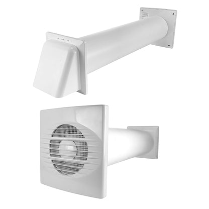 Through Wall Ventilation Kit RICO Standard Fan with White External Vent - Best4Trade-Retail OTHER