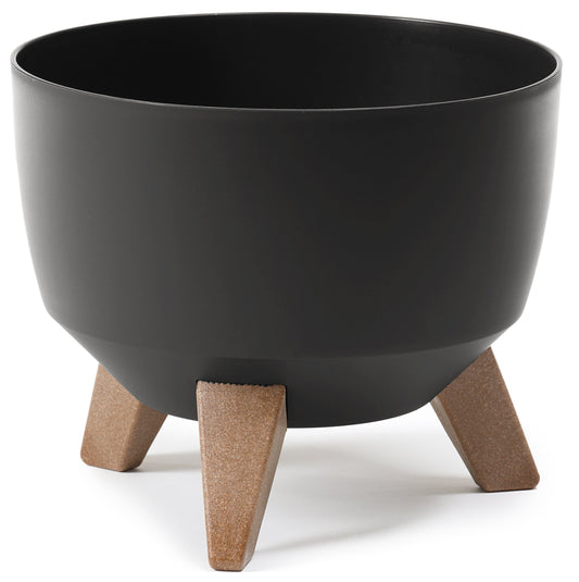 Roma Bowl Pot with Legs, Insert and Hole with Plug 330mm Black - Best4Trade-Retail Planting