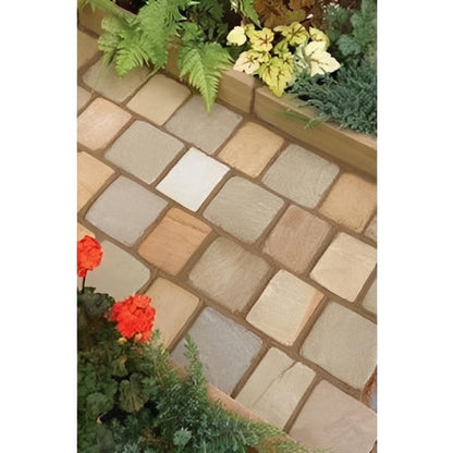 Raj Blend Sandstone Cobbles/Edging Pack (12.3m2 - 420 Mixed Pieces per Pack) - Paveworld