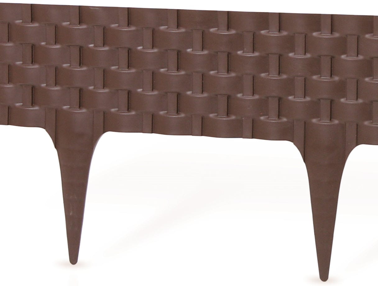 Lawn Edging, Plastic Palisade Rattan Effect, 2.4m, Brown - Best4Trade-Retail Garden tools & Accesories