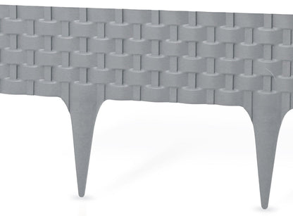 Lawn Edging, Plastic Palisade Rattan Effect, 2.4m, Gray - Best4Trade-Retail Garden tools & Accesories