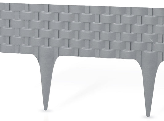 Lawn Edging, Plastic Palisade Rattan Effect, 2.4m, Gray - Best4Trade-Retail Garden tools & Accesories