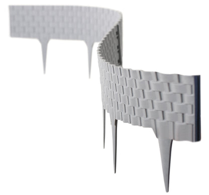 Lawn Edging, Plastic Palisade Rattan Effect, 2.4m, Gray - Best4Trade-Retail Garden tools & Accesories