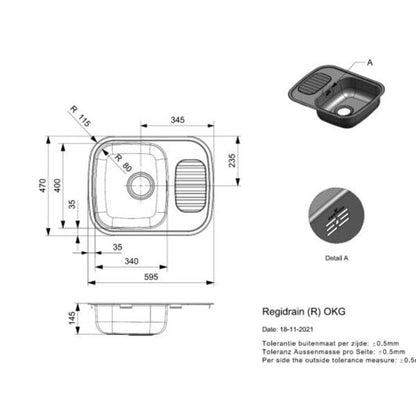Regidrain Comfort Stainless Steel Inset Kitchen Sink - Reginox