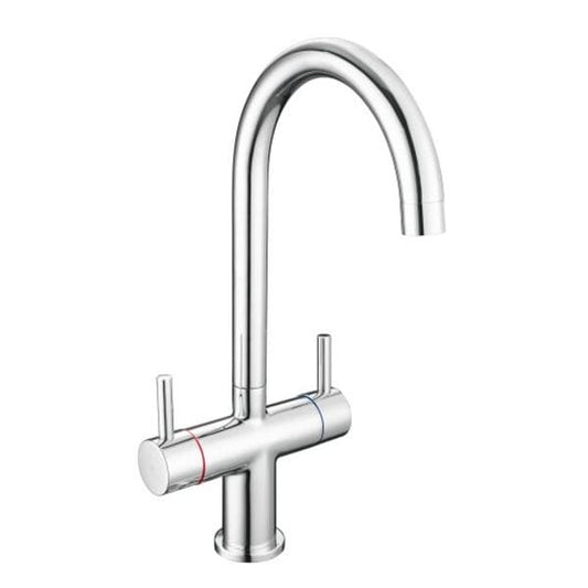 Adour Twin Lever Chrome Kitchen Mixer Tap - Reginox