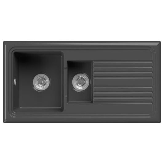 Black Ceramic Kitchen Sink 1.5 Bowl - Reginox Kitchen Sink