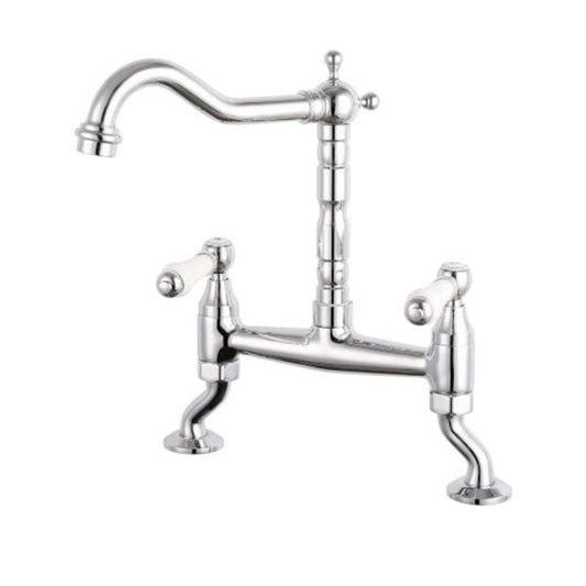 Utica Classic Cranked Bridge Kitchen Mixer Tap - Reginox