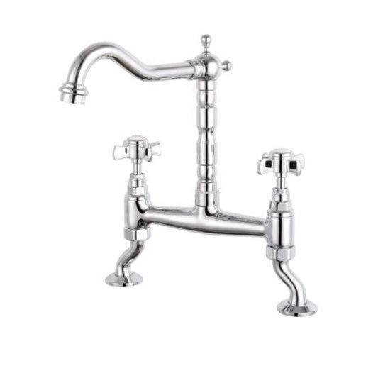 Velino Classic Cranked Bridge Kitchen Mixer Tap - Reginox