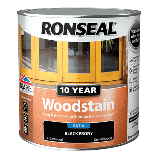 Ronseal 10 Year Woodstain 2.5 Litres - Ebony - Ronseal