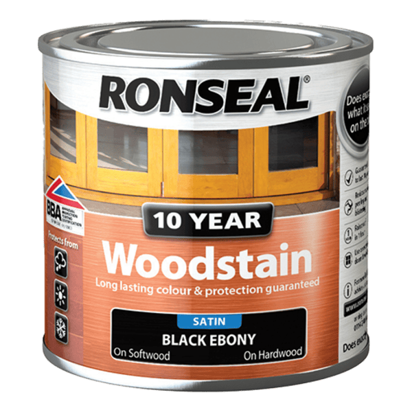 Ronseal 10 Year Woodstain 250ml - Ebony - Ronseal