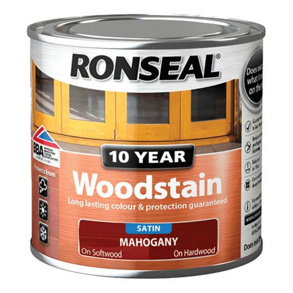 Ronseal 10 Year Woodstain 250ml - Mahogany - Ronseal