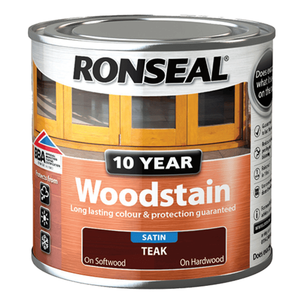 Ronseal 10 Year Woodstain 250ml - Teak - Ronseal