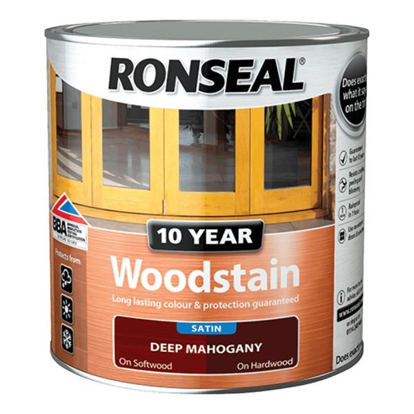 Ronseal 10 Year Woodstain 750ml - Deep Mahogany - Ronseal