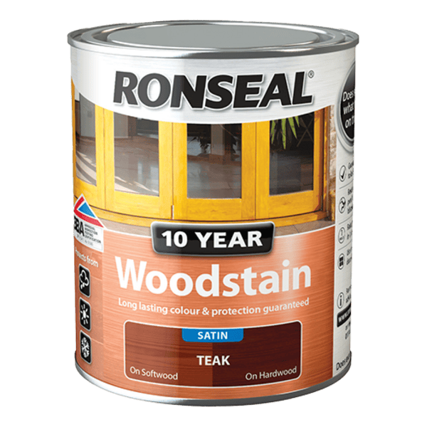 Ronseal 10 Year Woodstain 750ml - Teak - Ronseal