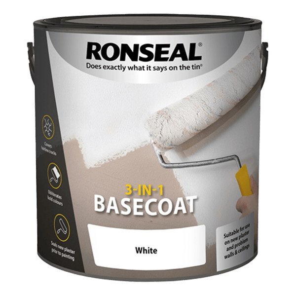 Ronseal 3-in-1 Basecoat White - 2.5 Litre - Ronseal