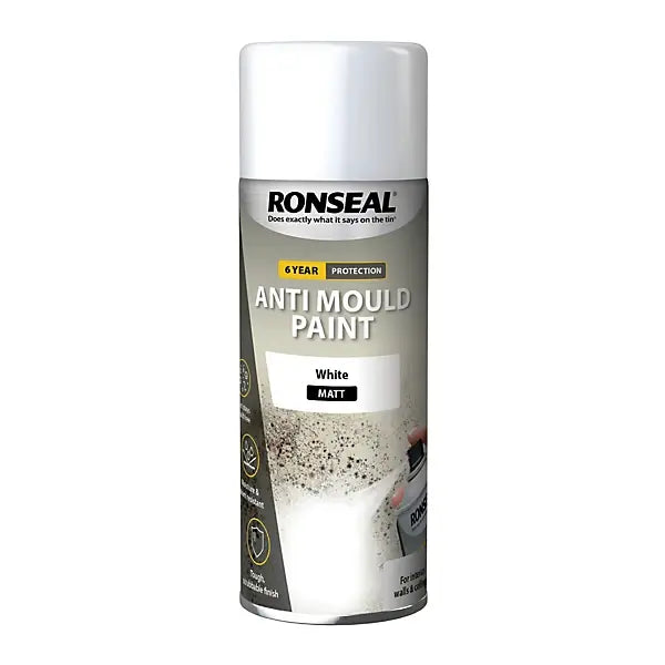 Ronseal 6 Year Anti Mould Aerosol White Matt - 400ml - Ronseal