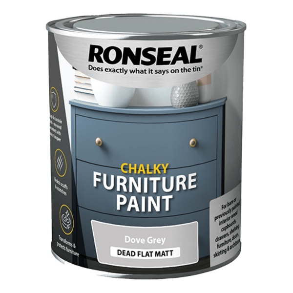 Ronseal Chalky Furniture Paint 750ml - Dove Grey - Ronseal