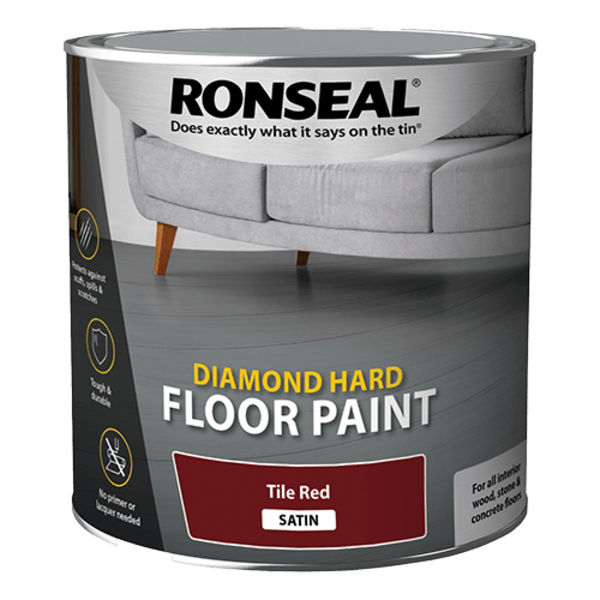 Ronseal Diamond Hard Floor Paint 2.5 Litres - Tile Red - Ronseal