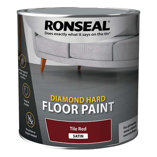 Ronseal Diamond Hard Floor Paint 2.5 Litres - Tile Red - Ronseal