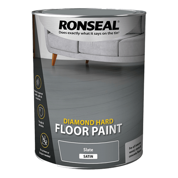 Ronseal Diamond Hard Floor Paint Satin Slate - 5 Litre - Ronseal