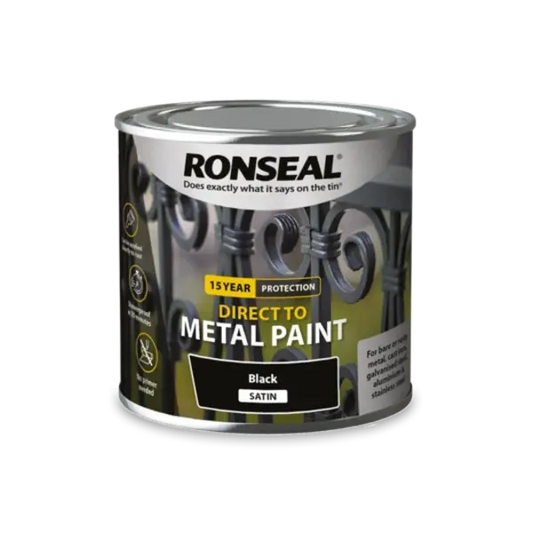 Ronseal Direct to Metal Paint 2.5 Litres - Black Satin - Ronseal