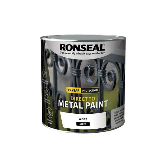 Ronseal Direct to Metal Paint 2.5 Litres - White Matt - Ronseal