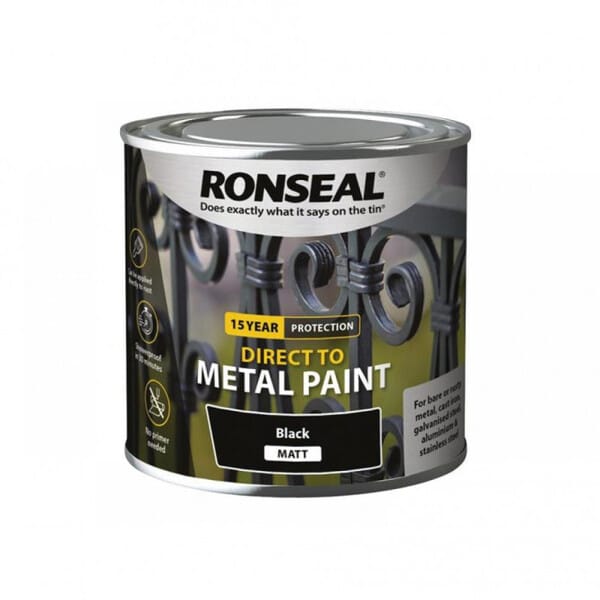 Ronseal Direct to Metal Paint 250ml - Black Matt - Ronseal