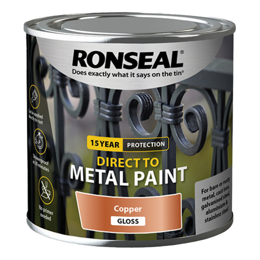 Ronseal Direct to Metal Paint 250ml - Copper Gloss - Ronseal