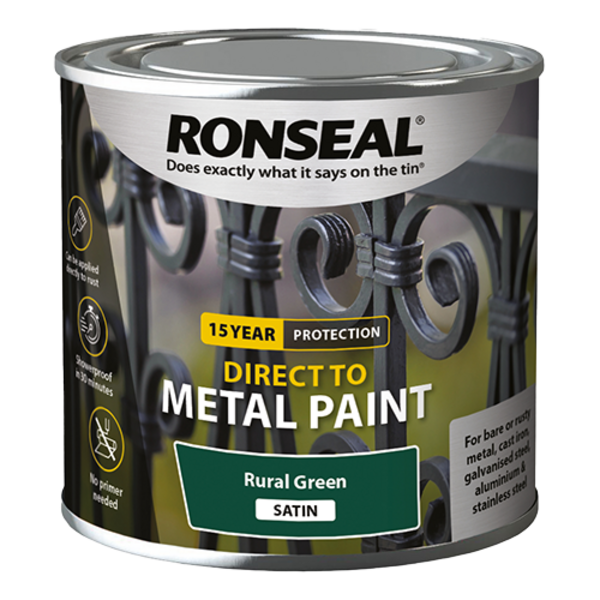 Ronseal Direct to Metal Paint 250ml - Rural Green Satin - Ronseal