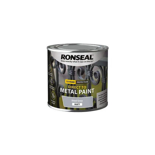 Ronseal Direct to Metal Paint 250ml - Steel Grey Matt - Ronseal